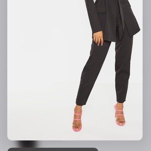 Tall Black Wide Leg Slim Cuff Suit Pants